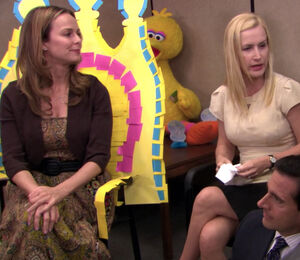 A Big Bird plush doll, in the "Baby Shower" episode.