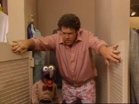 Gonzo in the changing room with Wendt in Miss Piggy's Hollywood.