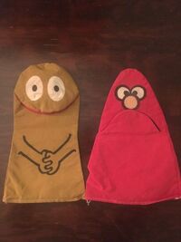 Cloth hand puppets of Wilkins and Wontkins by Community Coffee, 1969
