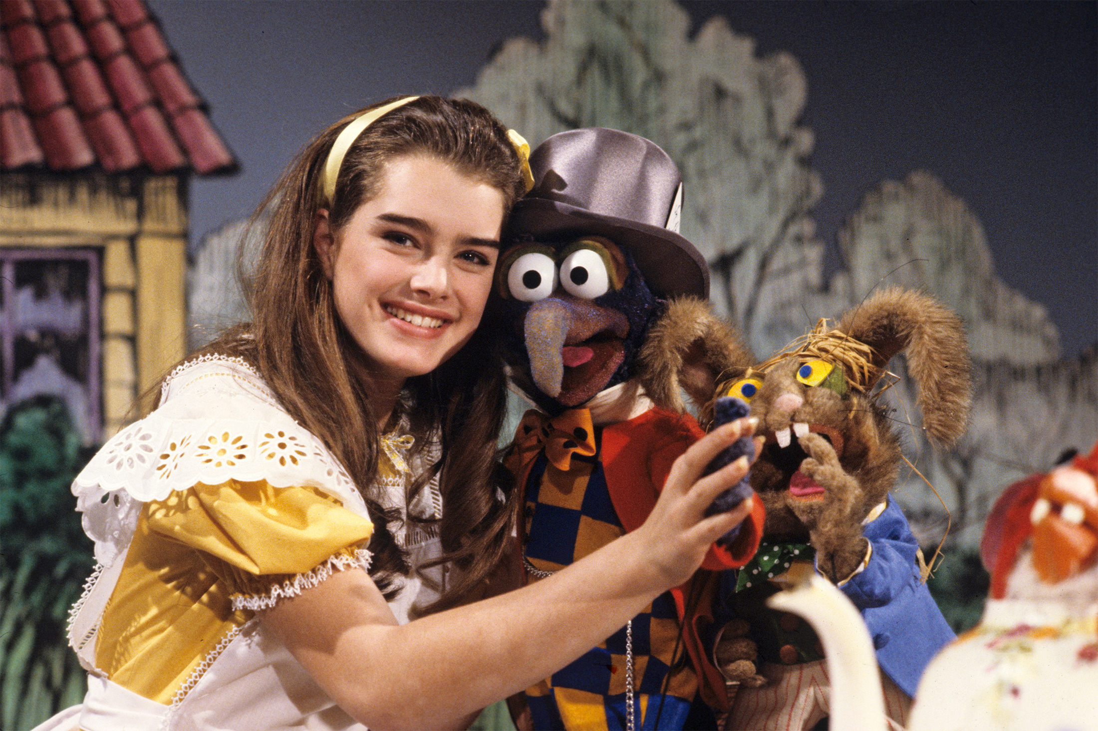 Роль алисы. Брук Шилдс Алиса в стране чудес. Brooke Shields Muppet show. Брук Шилдс Muppet shot Алиса в стране чудес 1985. Alice in Wonderland 1980 Muppets show.