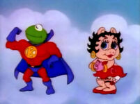 Kermit as Superman and Piggy as Betty Boop
