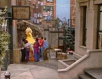 The adults comfort Big Bird under the arbor after the death of Mr. Hooper in Episode 1839.