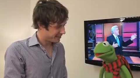 Kermit and Damian Kulash backstage of The Jay Leno Show