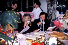 The Dinosaurs with Donald Trump and his then-girlfriend Marla Maples in New York City in 1992