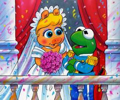 Baby Piggy and Baby Kermit as Cinderella and Prince Charming getting married in Big Book of Nursery Rhymes & Fairy Tales.