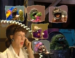 bespectacled grey Grouch relative in Sesame Street Stays Up Late