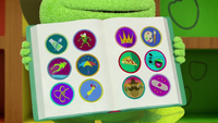 Polliwog Robin's Frog Scout patches on Muppet Babies in 2020