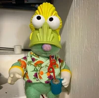 a close-up on one of the Doozers' Wembley-inspired outfits in the Henson Workshop