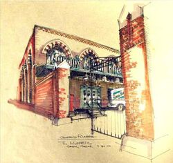 Production design sketch for Gonzo's Royal Flush by production designer Steve Saklad.