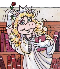 Piggy as Jeanne-Emilie Bartholdi posing for the original sculpture in the Summer 1986 issue of Muppet Magazine 1986