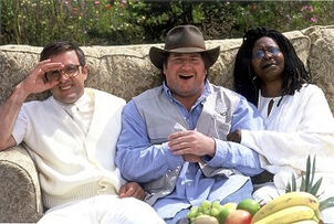 With David Arquette and Whoopi Goldberg on the set of It's a Very Merry Muppet Christmas Movie.