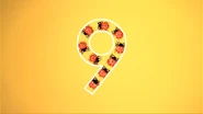 9 ladybugs take the shape of the number 9.