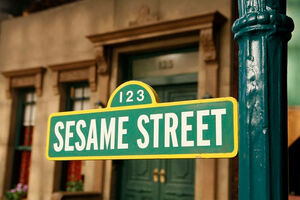 Sesame street set sign