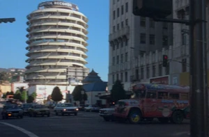The Capitol Records building, one of several Hollywood landmarks glimpsed in The Muppet Movie