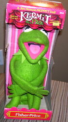 Kermit the Frog doll, with velcro at the wrists and ankles