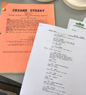 Sesame 50th special script pages