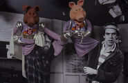 "Pigs in Space" puppets on display as part of The Art of the Muppets.