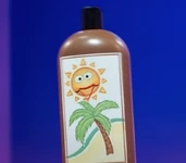 sunscreen bottle in The Not-Too-Late Show episode 201