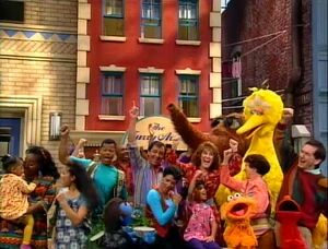 The Sesame Street gang celebrates finding 's address book in the .