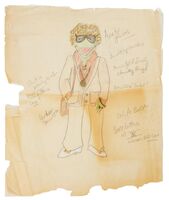 Costume design for Kermit's "boffo socko" agent disguise.