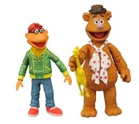 Fozzie Bear and Scooter with hat, rubber chicken, Groucho Marx glasses, megaphone, & clapperboard