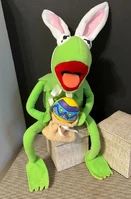Large Easter Bunny Kermit with an Easter egg