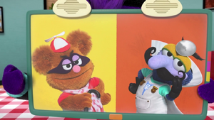 Baby Fozzie as Oddfoz and Baby Gonzo as Dr. Nose.