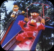 C3 Ernie helped Elmo on the slide.