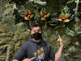 Brendan James Boyd with some of the puppets he helped build.