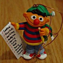 Ernie with a list of friends to give gifts.