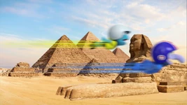 Gonzo and Carlos whizzing past, in the episode "Muppet Space Camp"