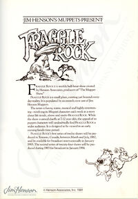 Fraggle Rock brochure page, 1981