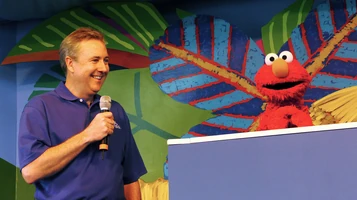 Elmo and Jim Dean at the opening