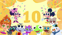 Baby Gonzo, Baby Kermit, and others present the number, Disney Junior Music: Ready for Preschool video "Numbers"