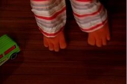 Muppet feet, Coleen gave me a whole bunch of toe socks and …