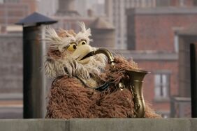 Hoots wall and sax.jpg (189 KB) Hoots wailing on the roof of 123 Sesame Street.