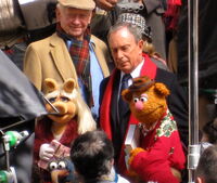 Mayor Michael Bloomberg joins the Muppets for the filming.