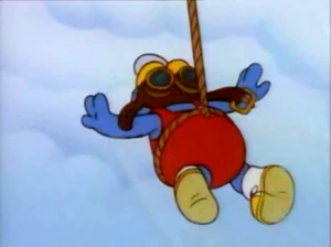 Baby Gonzo pretending to be a famous flying squirrel