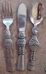 The silverware trio: Bert, Ernie and Big Bird