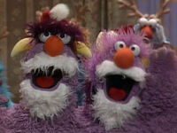 The Two-Headed Monster wore fake beards as part of a Saint Nick costume in A Muppet Family Christmas.