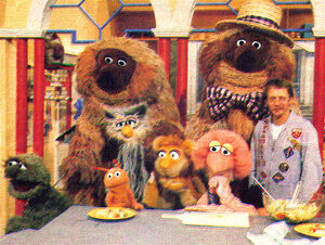 Gernot Endemann with Rumpel, Samson, Finchen, Buh, Leonie Löwenherz, Tiffy and Simson in 1989