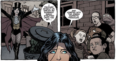 In Zatanna #8 (2011) by Paul Dini, Zatanna recalls her disastrous appearance on Sesame Street.