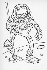 Kermit as Neil Armstrong landing on the Moon