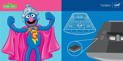 NASAOrion.Facebook July 8 2015 Super Grover.jpg (195 KB) July 8, 2015 "Grover’s cape protects him and gives him super powers. More so now that it has been to space on Orion. Orion doesn't have a cape but we do have tiles that wrap around to protect us from heat and debris. The lightweight tiles are similar to ones used on the Space Shuttle and are used to cover the top part of Orion. Orion also uses a large heat shield on the bottom to protect it against the heat of reentry - 4000°F!"