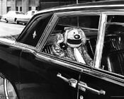 "Rowlf, canine quipster of 'The Jimmy Dean Show' created by Jim Henson, a University of Maryland graduate, arrives at studio and checks an answering service."