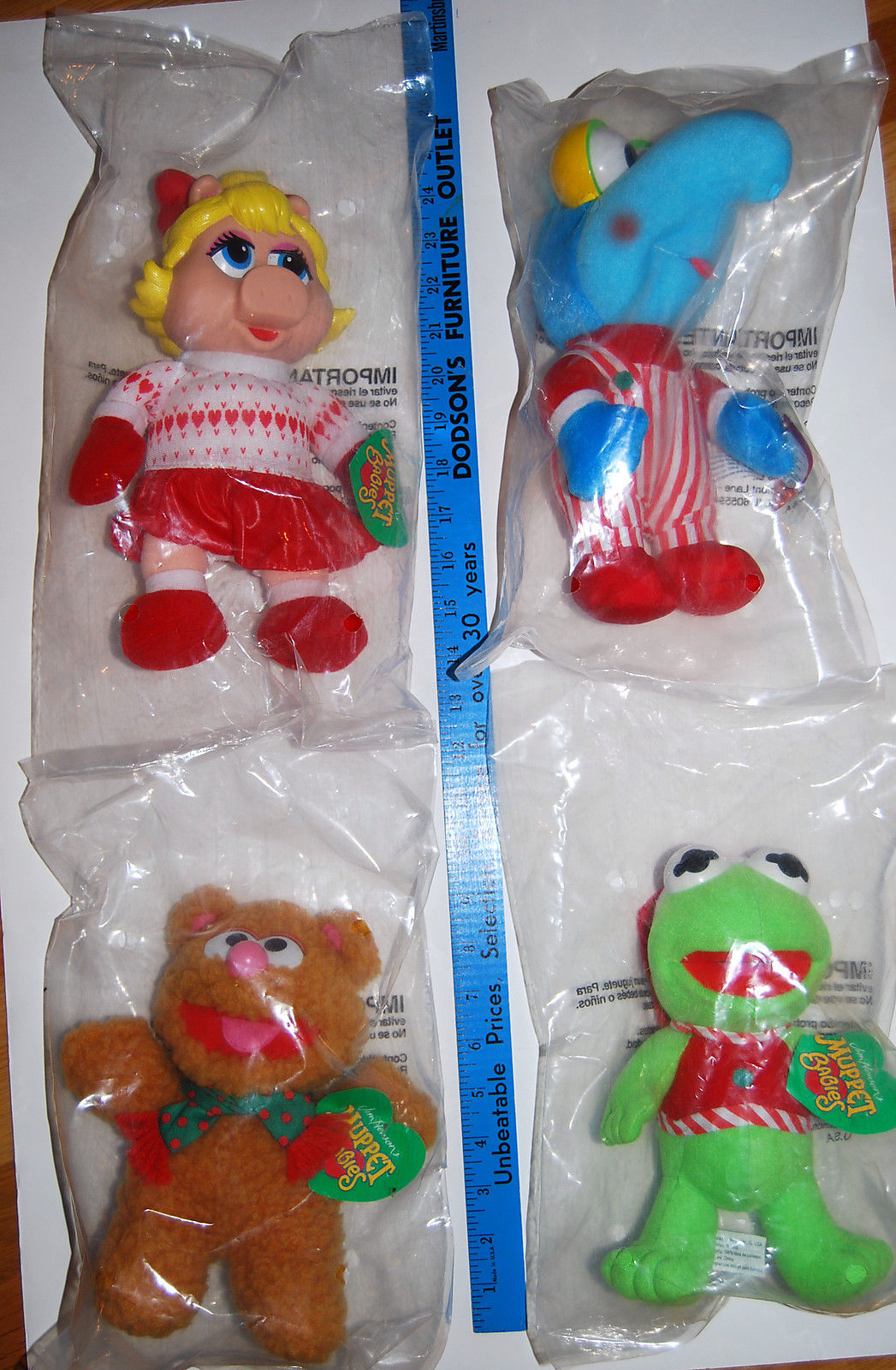 MISS PIGGY Vintage Muppets Christmas Plush: Set of 3 McDonalds Presents BABY KERMIT AND FOZZIE NEW! MINT/SEALED 1988