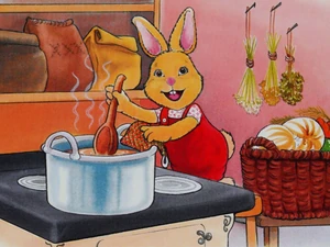 Rachel cooks turnip stew.