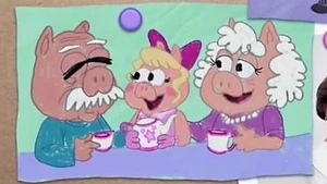 Baby Piggy makes a drawing of her grandparents in the Muppet Babies episode "Grandpa Camp"