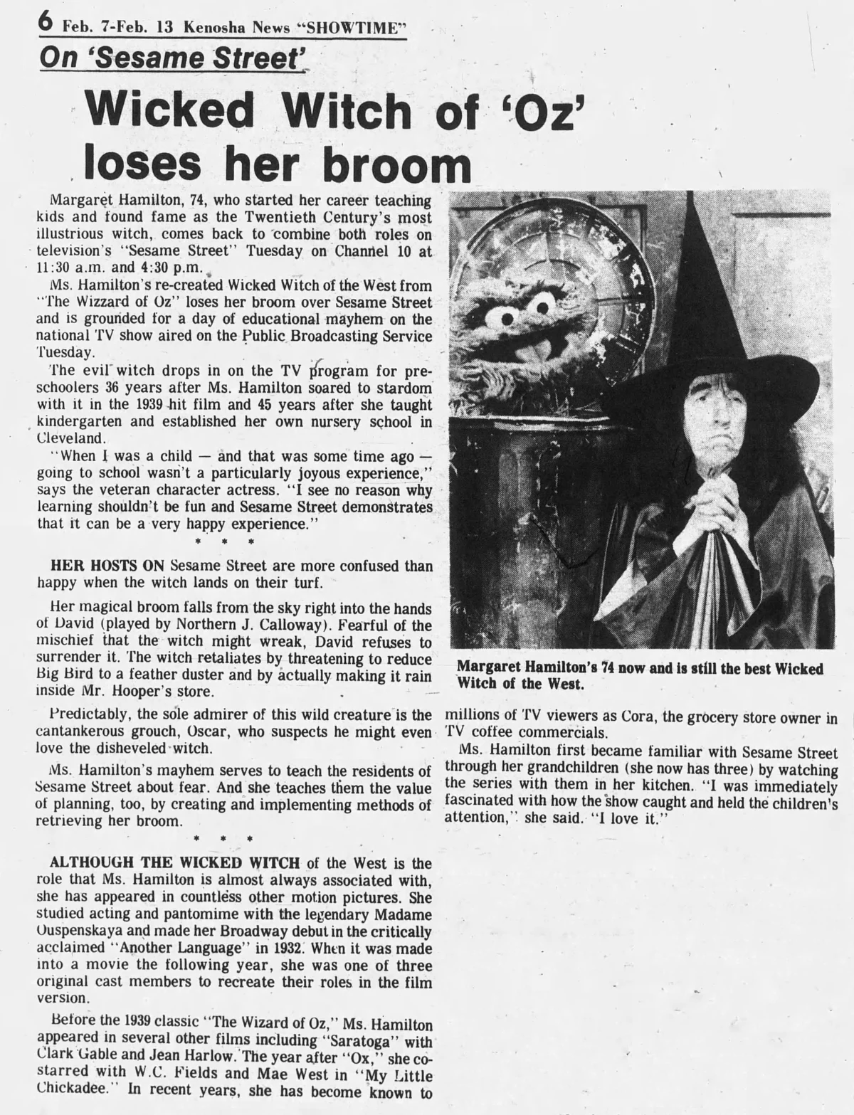 What actresses were Margaret Hamilton's competition for the role