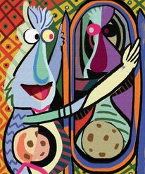 Monster Before a Mirror, Pablo Picookie (Pablo Picasso)